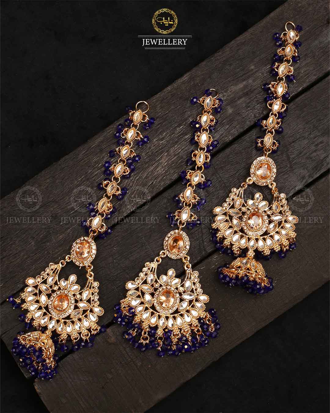 Decent Long shara jhumka tika-2321-Golden - Image 3