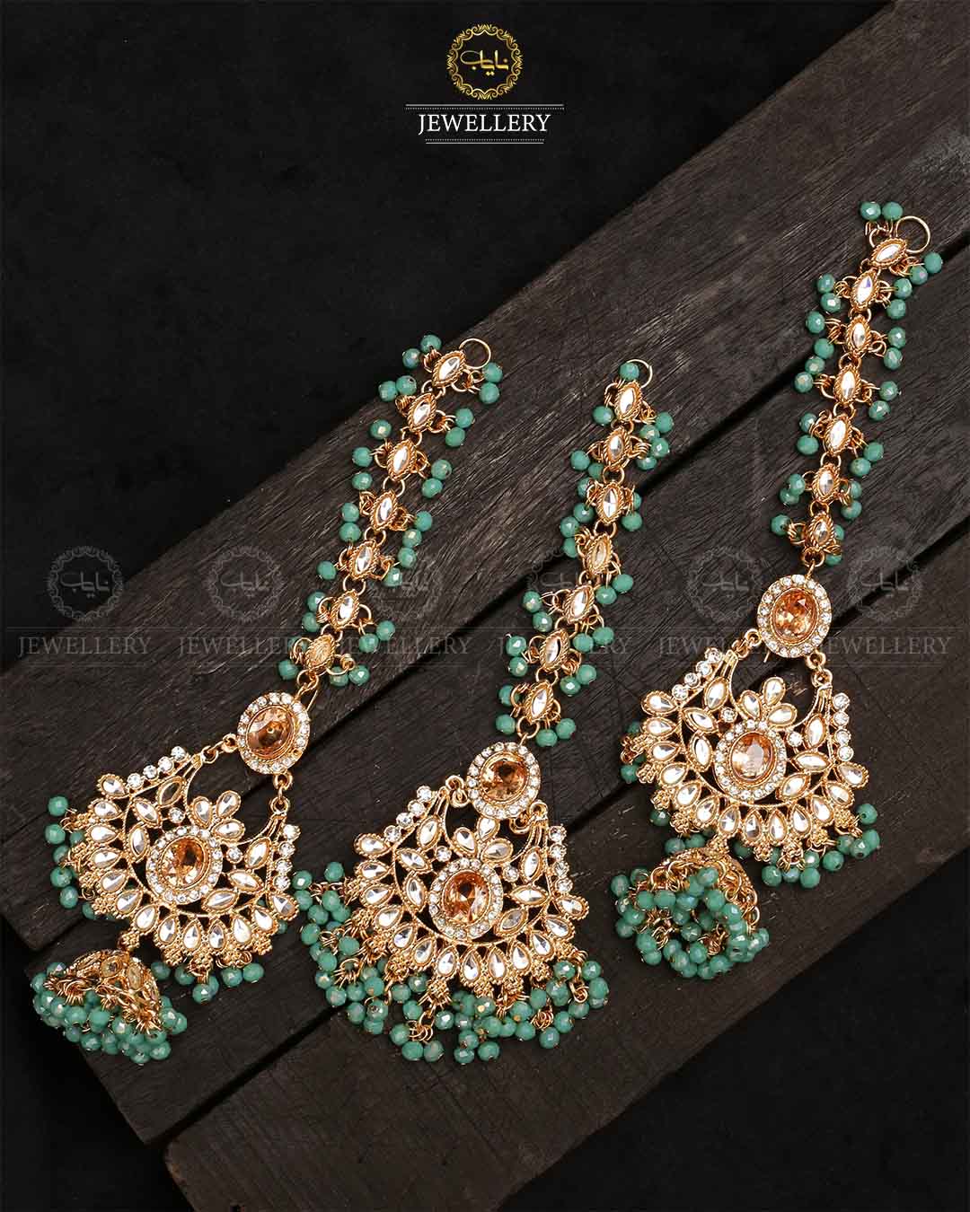 Decent Long shara jhumka tika-2321-Golden - Image 4