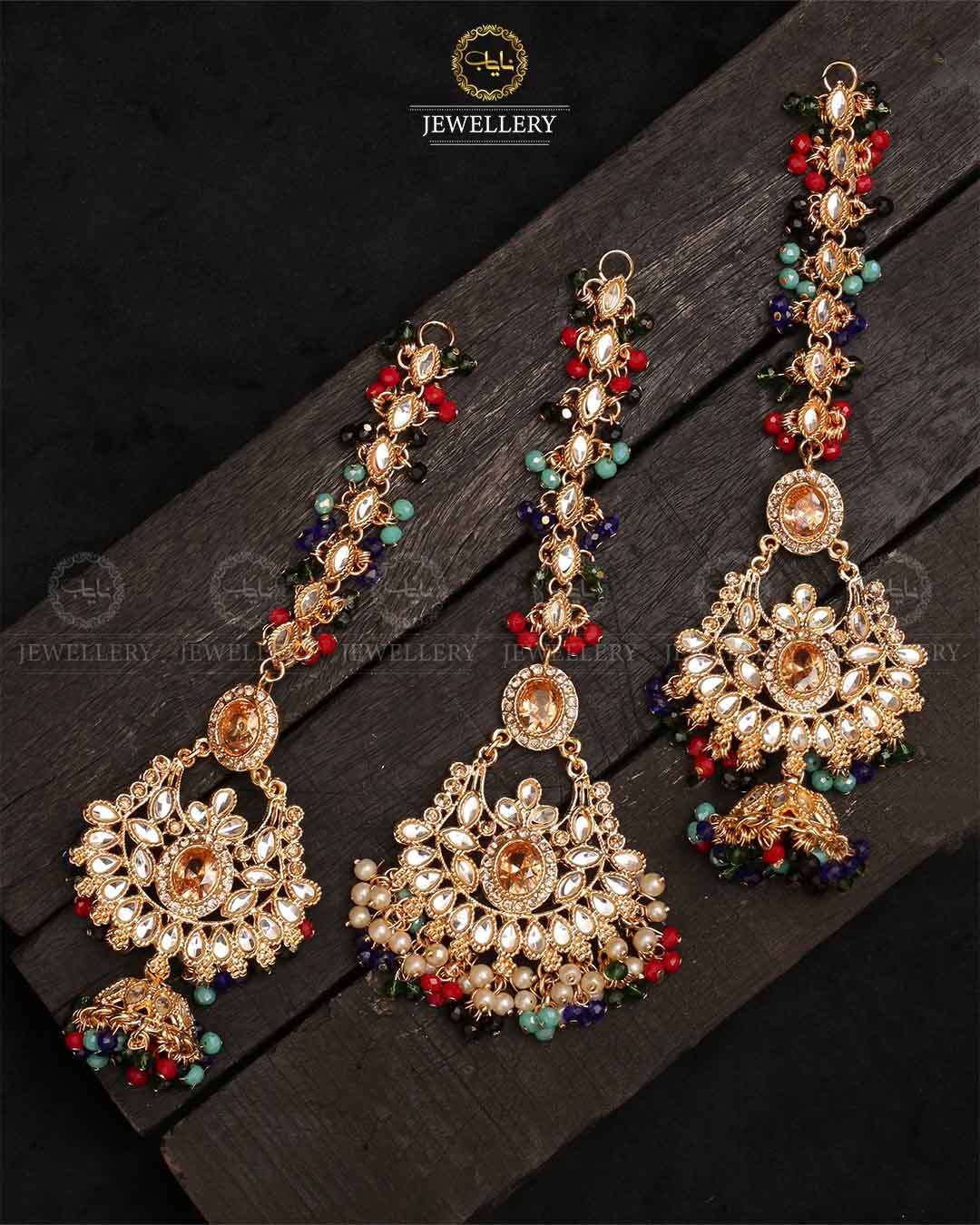 Decent Long shara jhumka tika-2321-Golden - Image 5
