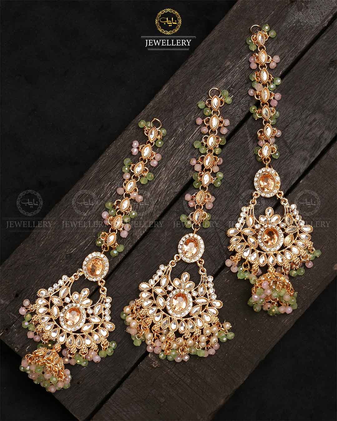 Decent Long shara jhumka tika-2321-Golden - Image 7