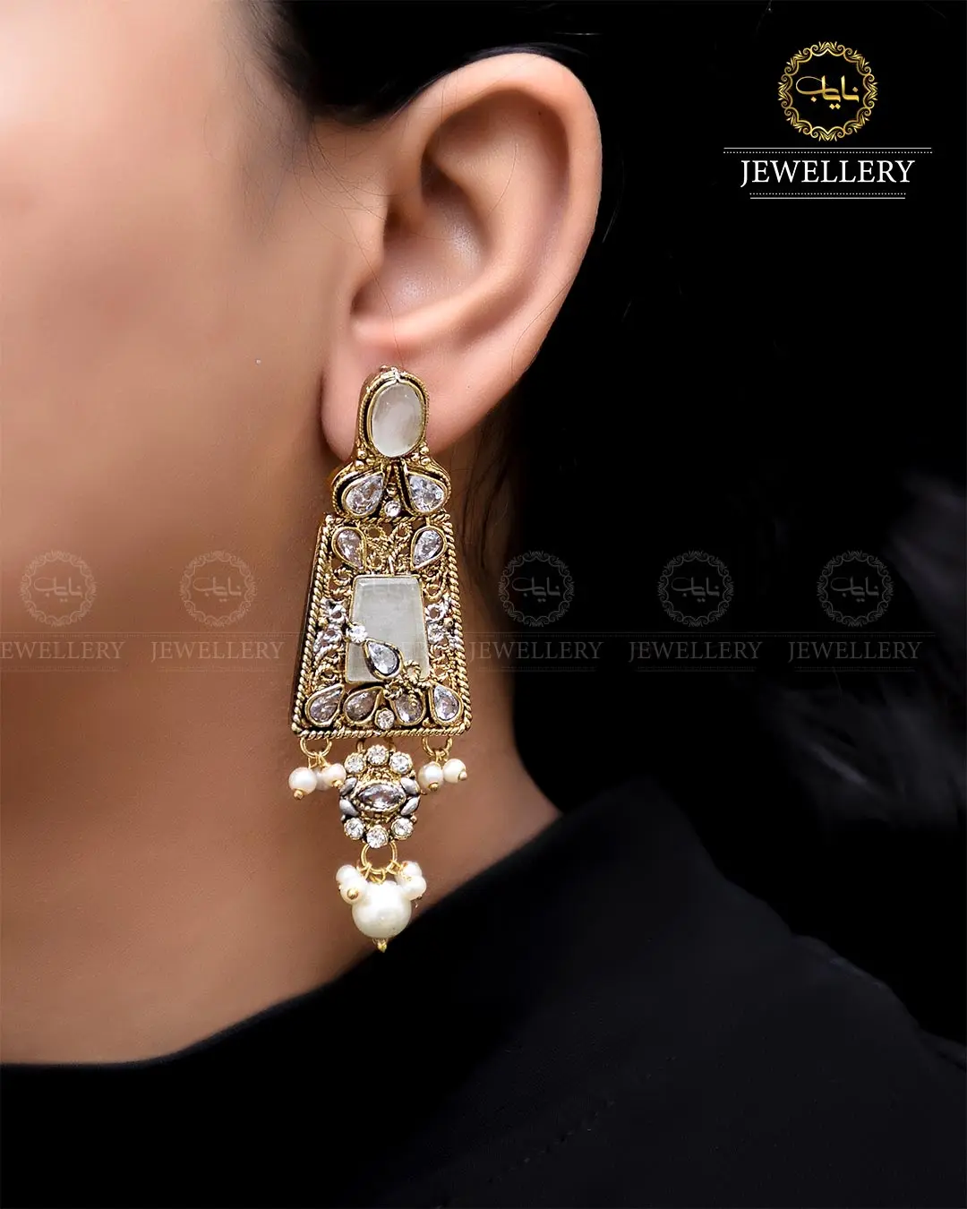 Egyptian Earrings  NJ-1756-Golden - Image 8