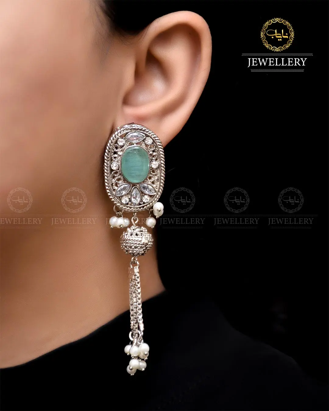 Egyptian Jhumki NJ-1757-Silver - Image 3