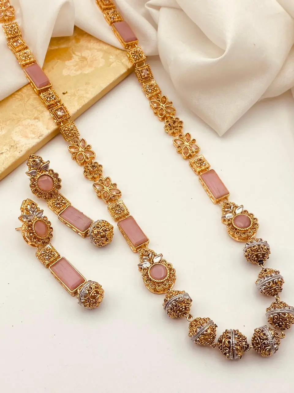 Trendy Bridal Egyptian Mala with Earring NJ-1166 - Image 3