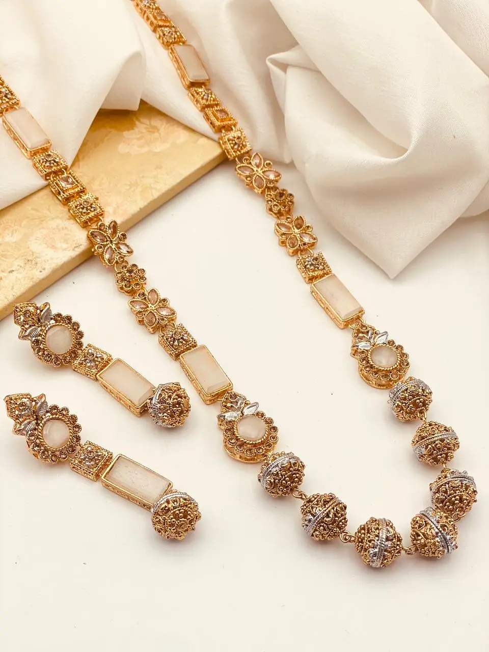 Trendy Bridal Egyptian Mala with Earring NJ-1166 - Image 5