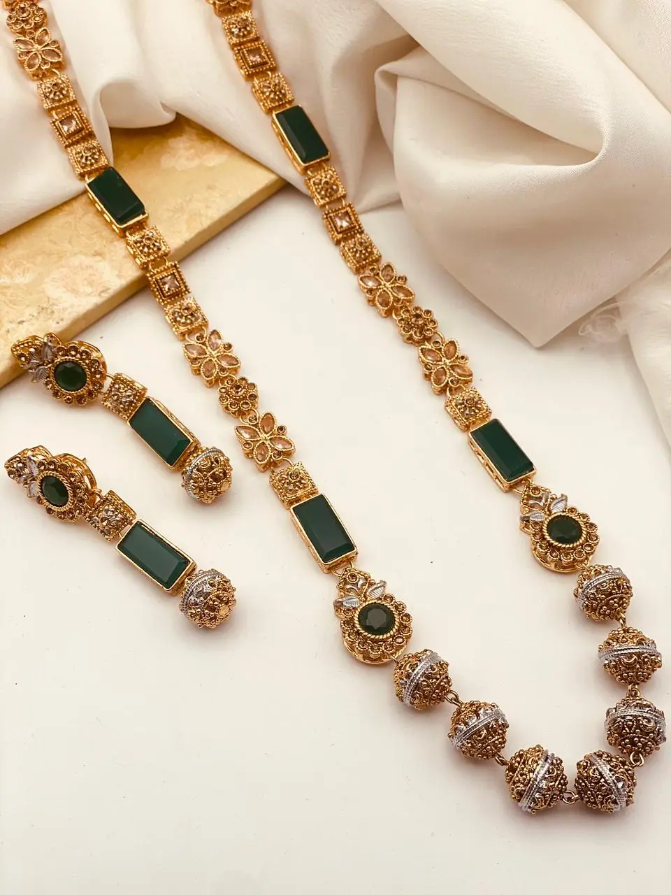 Trendy Bridal Egyptian Mala with Earring NJ-1166 - Image 9