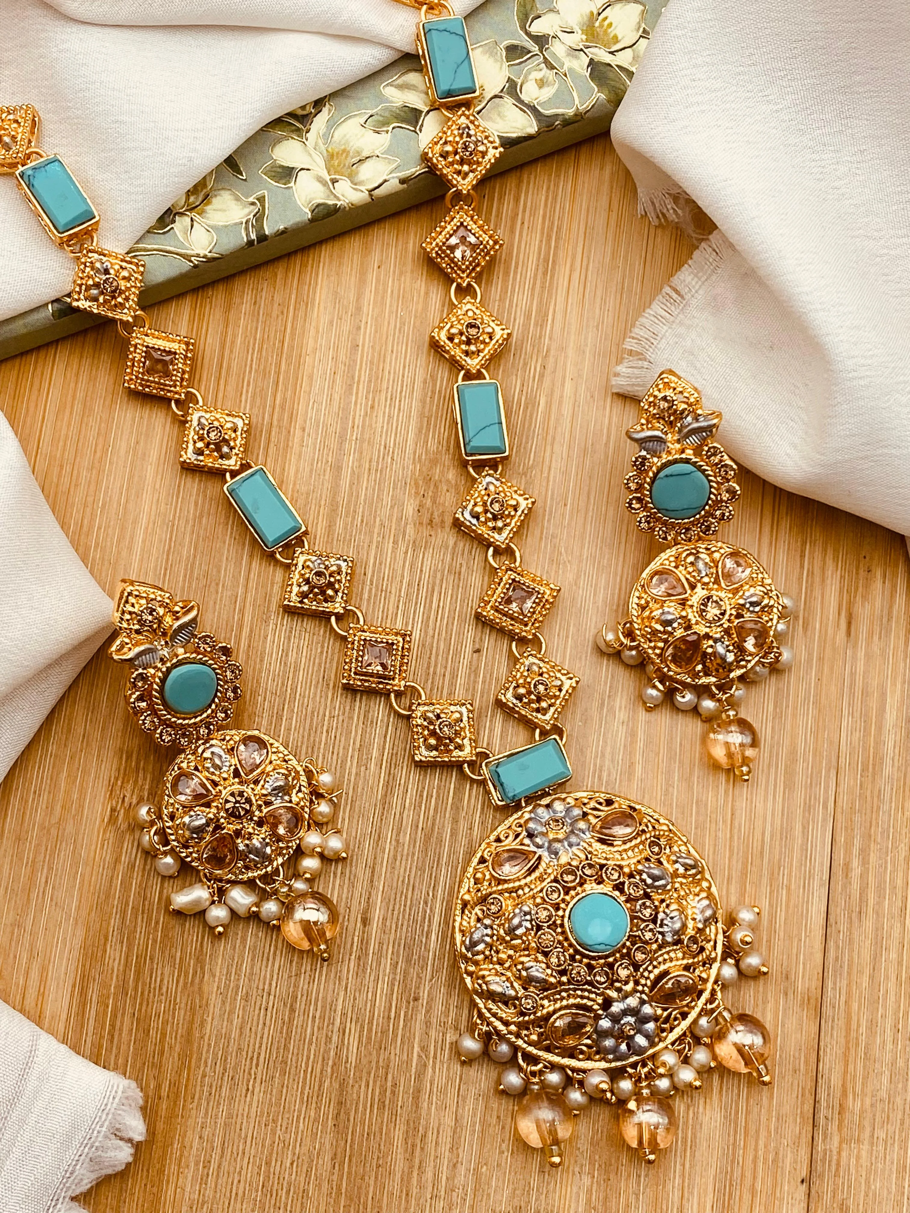 Latest Style Egyptian Mala With Earring NJ-1503 - Image 11