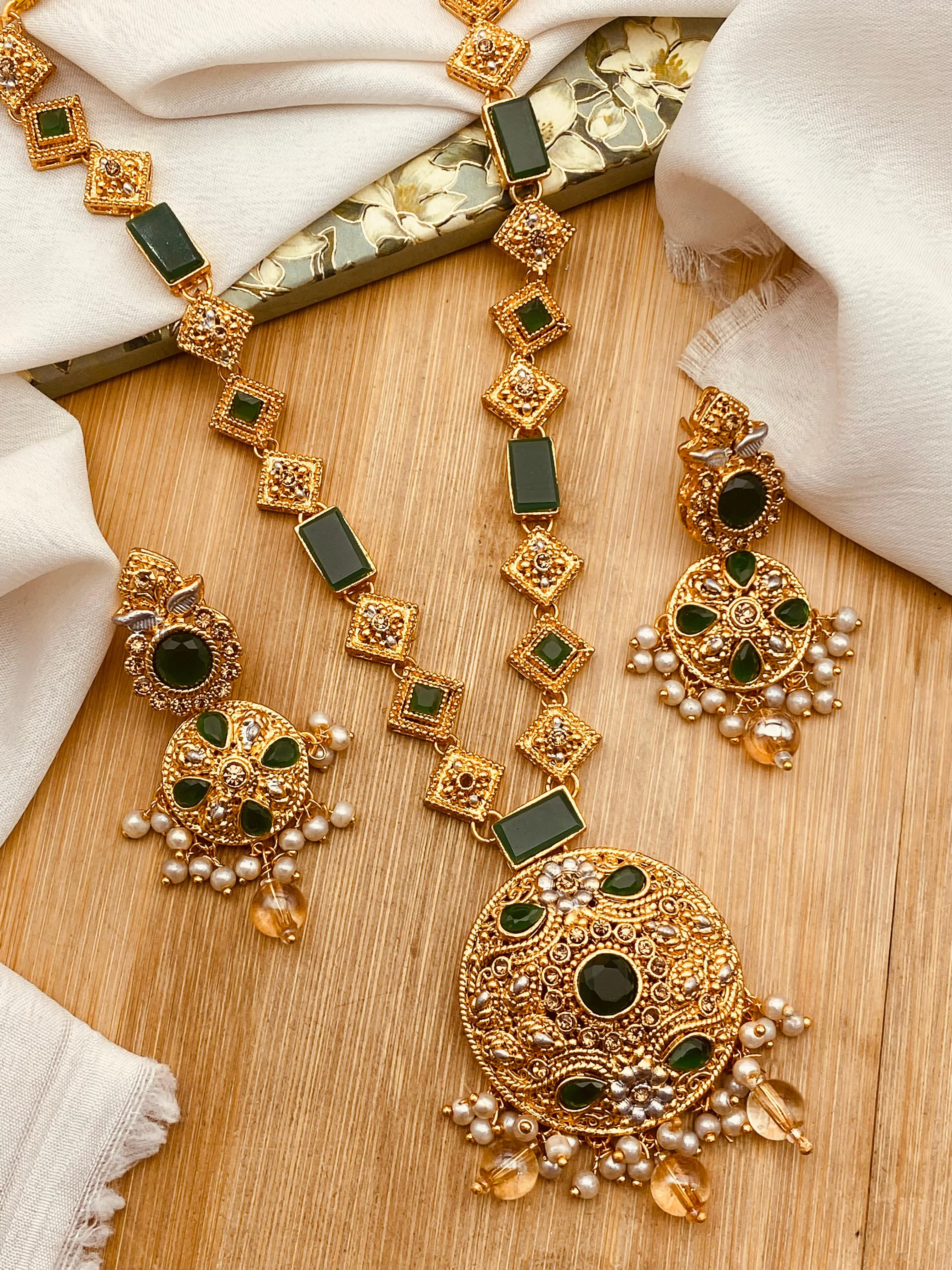 Latest Style Egyptian Mala With Earring NJ-1503 - Image 7