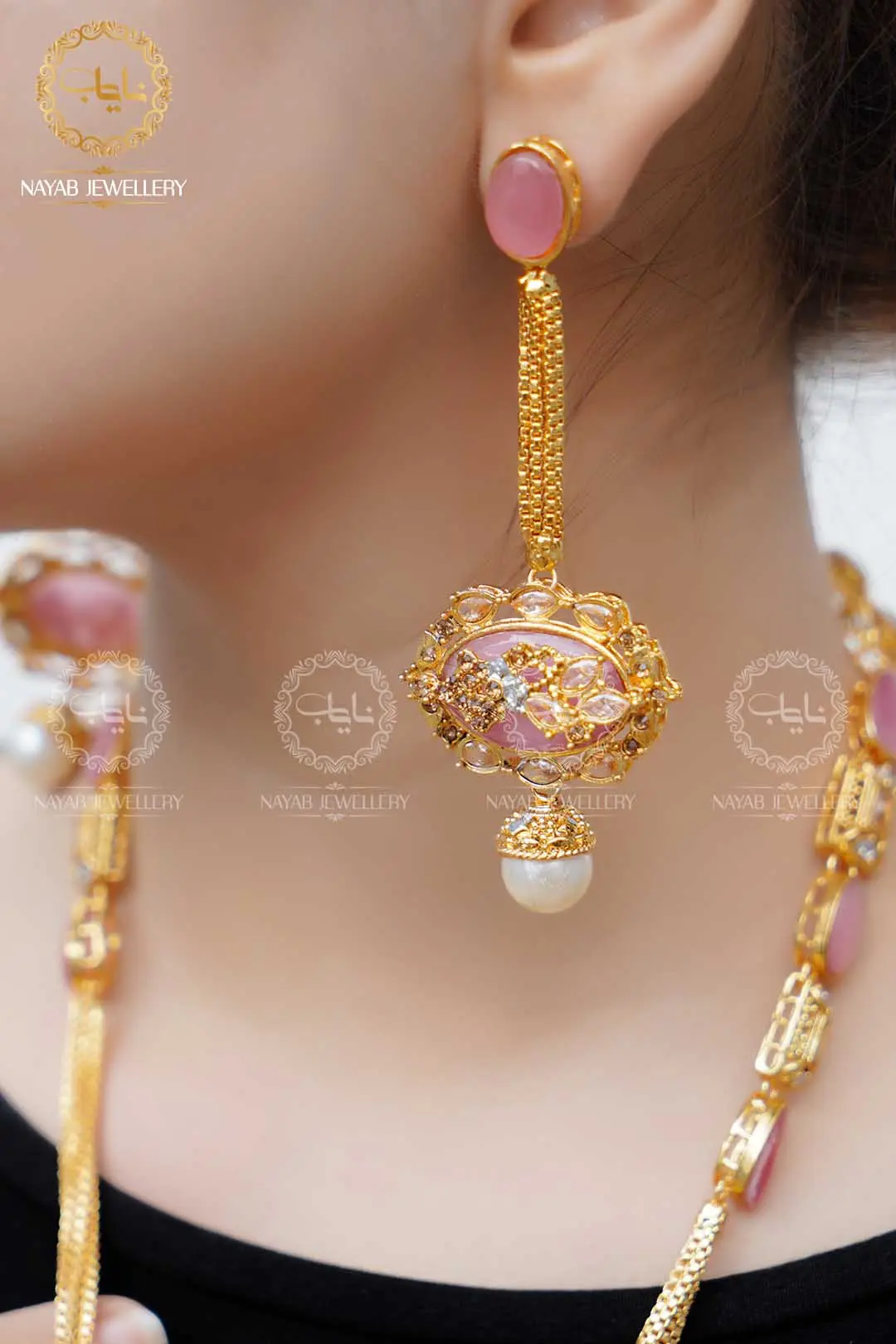 Royal Egyptian Mala Set with Long Earring NJ-1177 - Image 10
