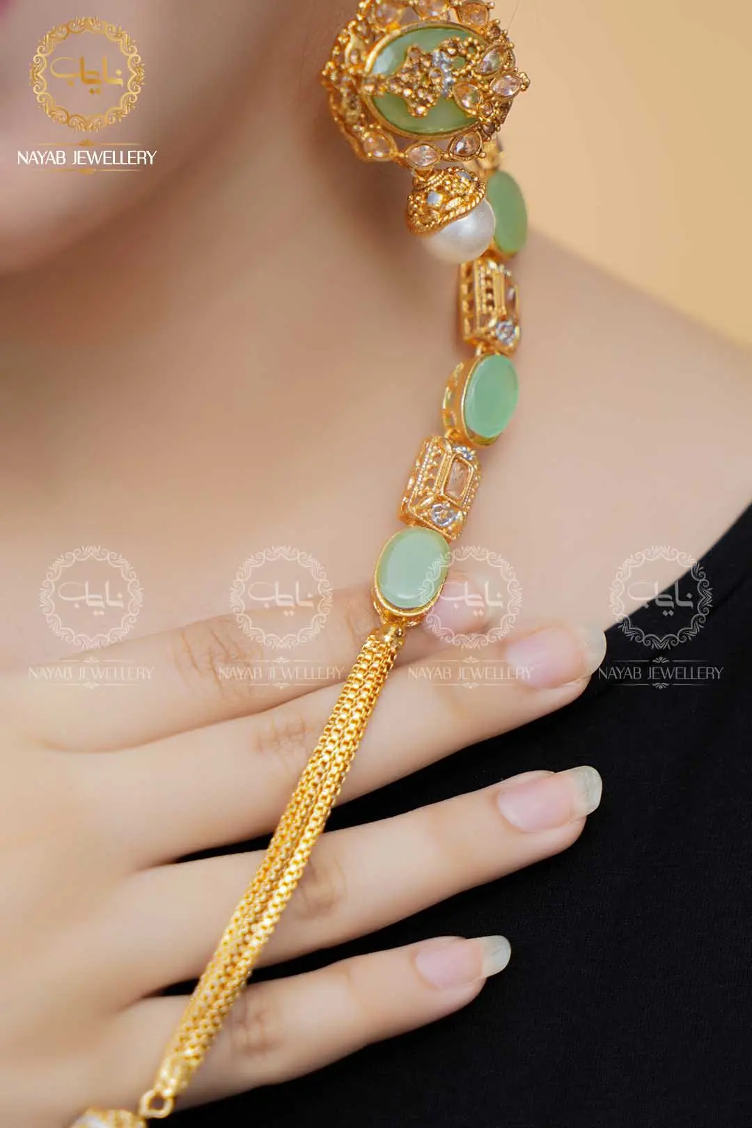 Royal Egyptian Mala Set with Long Earring NJ-1177 - Image 16