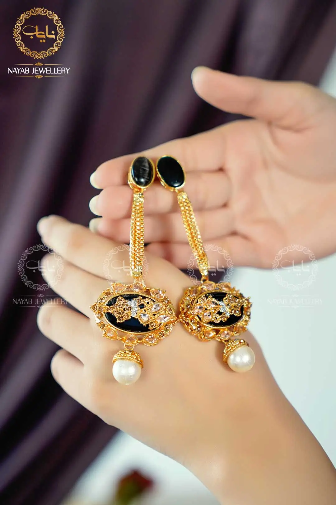 Royal Egyptian Mala Set with Long Earring NJ-1177 - Image 19