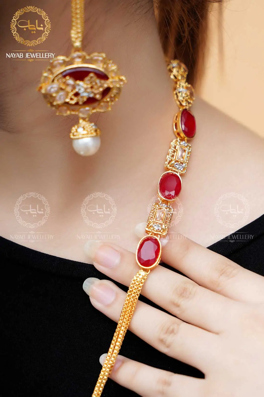 Royal Egyptian Mala Set with Long Earring NJ-1177 - Image 20