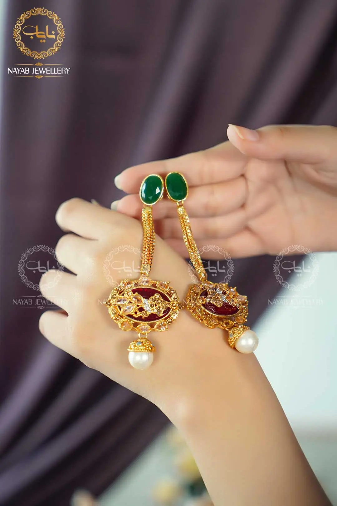 Royal Egyptian Mala Set with Long Earring NJ-1177 - Image 22