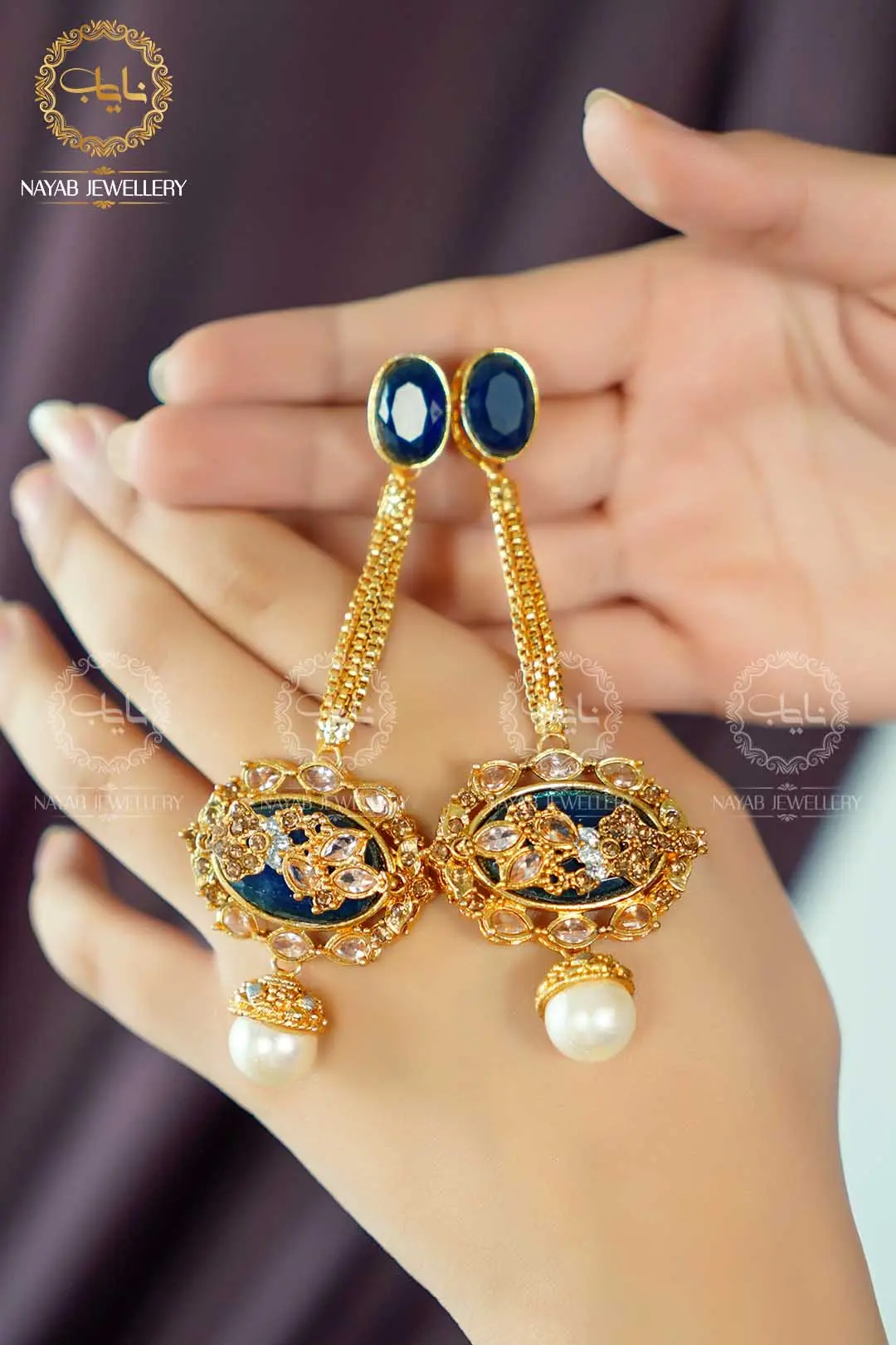 Royal Egyptian Mala Set with Long Earring NJ-1177 - Image 23