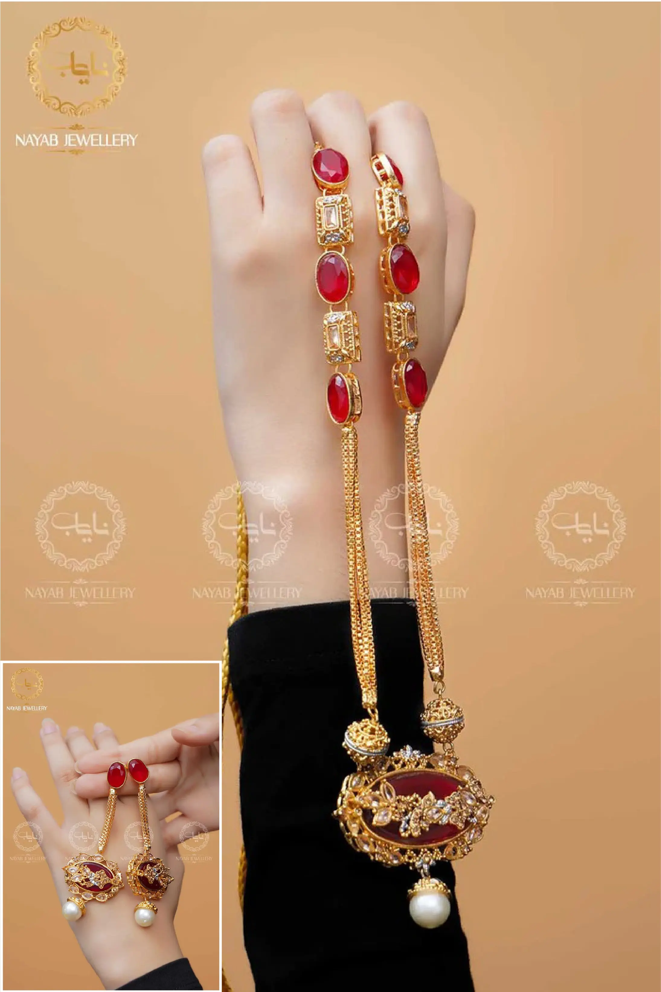 Royal Egyptian Mala Set with Long Earring NJ-1177 - Image 25