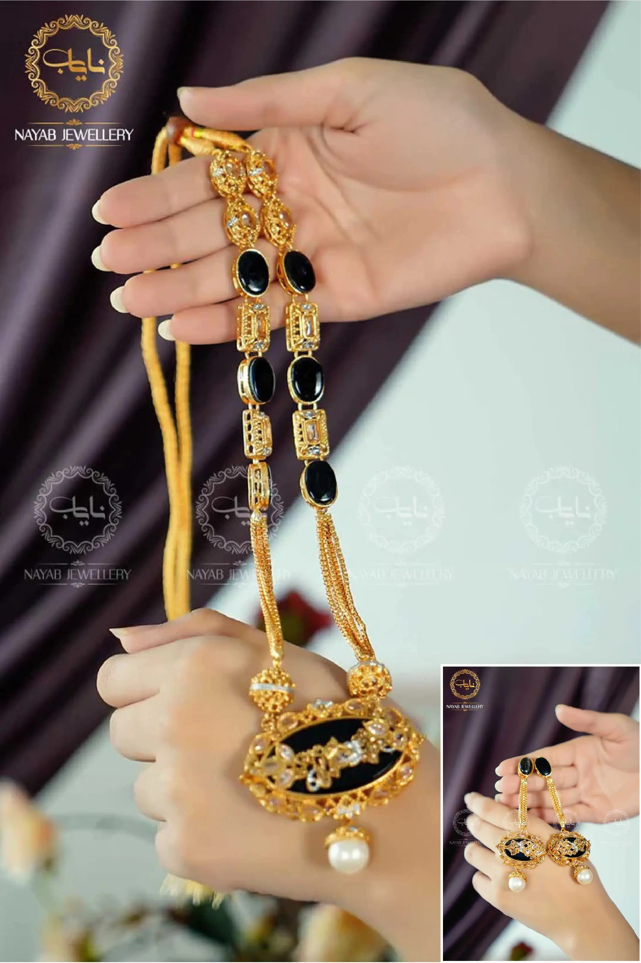 Royal Egyptian Mala Set with Long Earring NJ-1177 - Image 27