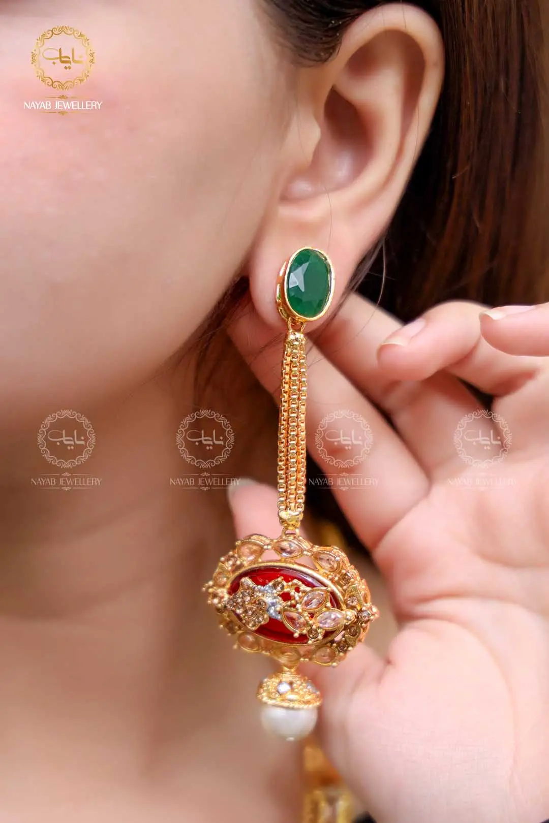 Royal Egyptian Mala Set with Long Earring NJ-1177 - Image 9