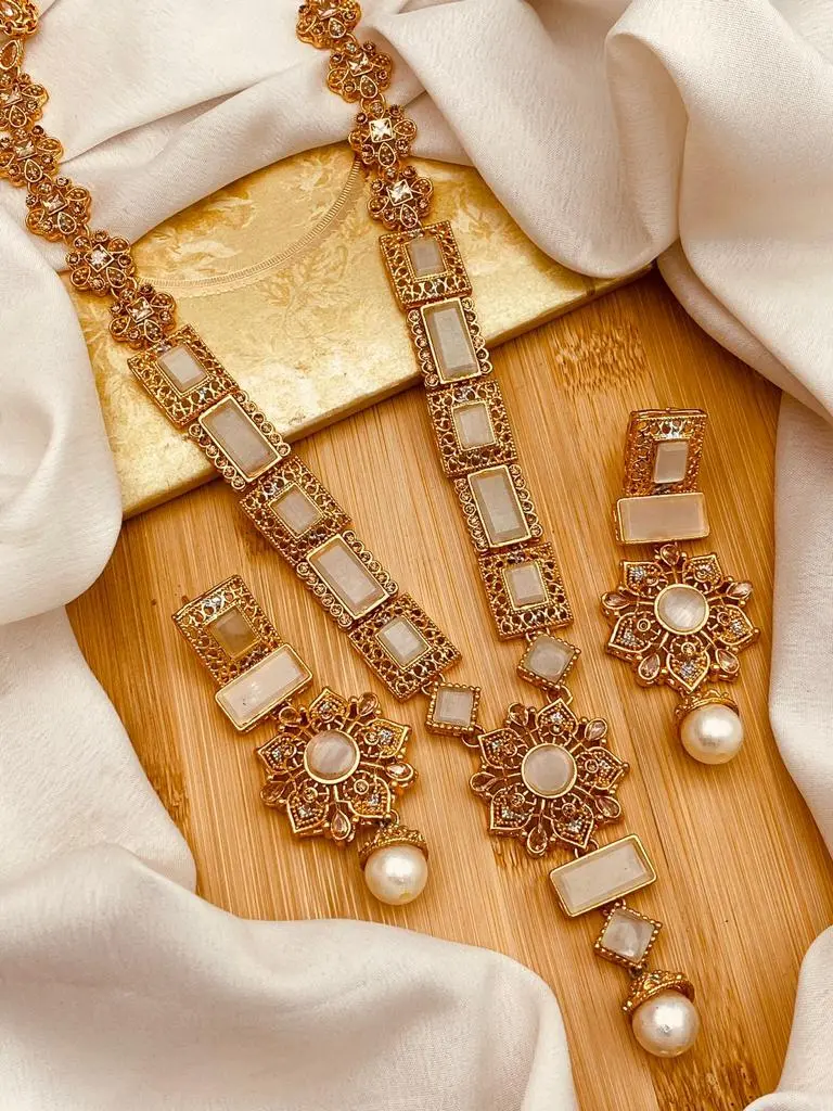Gold Star Fancy Mala Set with Earring NJ-1557 - Image 11