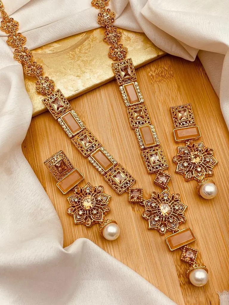 Gold Star Fancy Mala Set with Earring NJ-1557 - Image 6