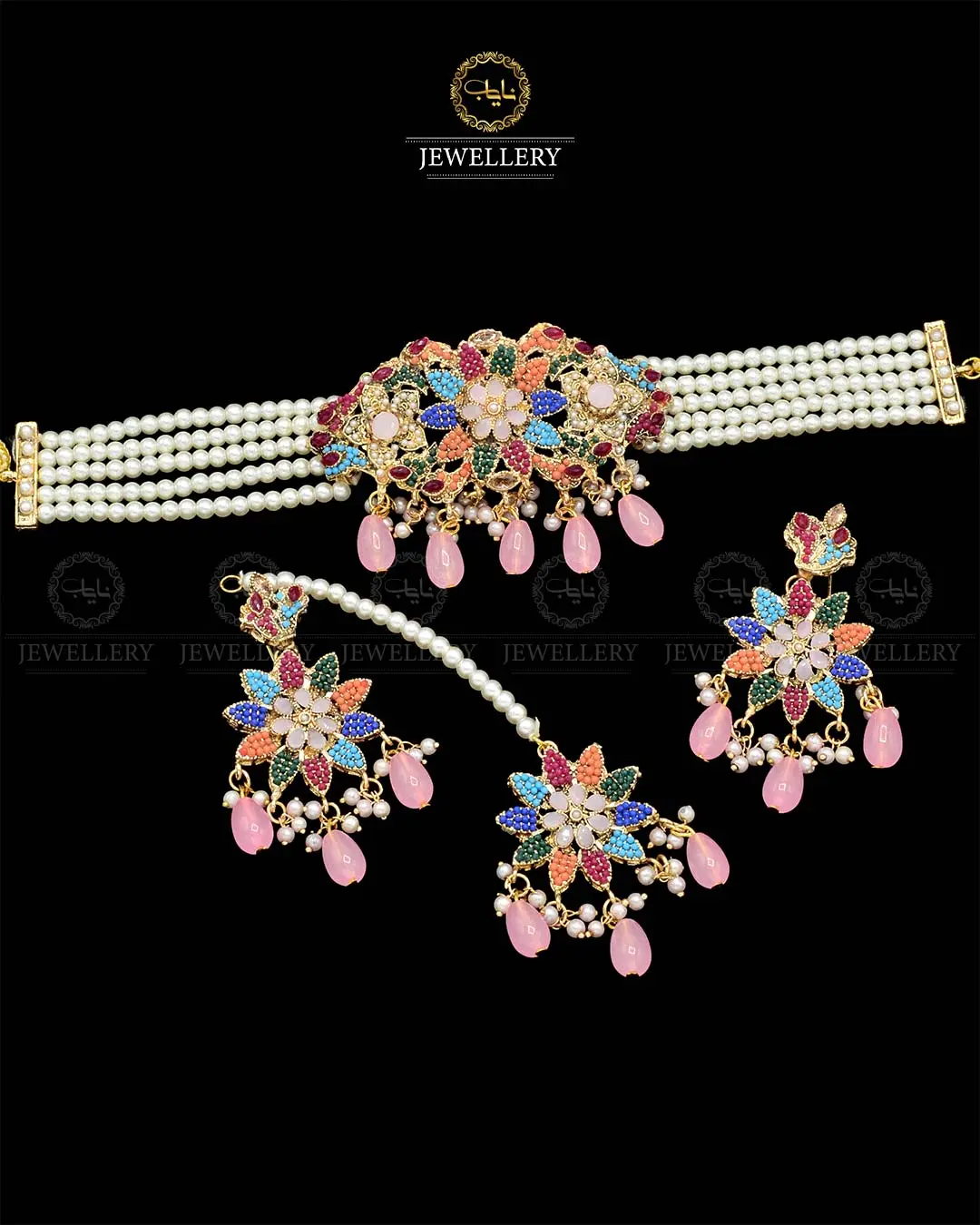 Flower Noratan Chokar set with TikaNJ-1910 - Image 3