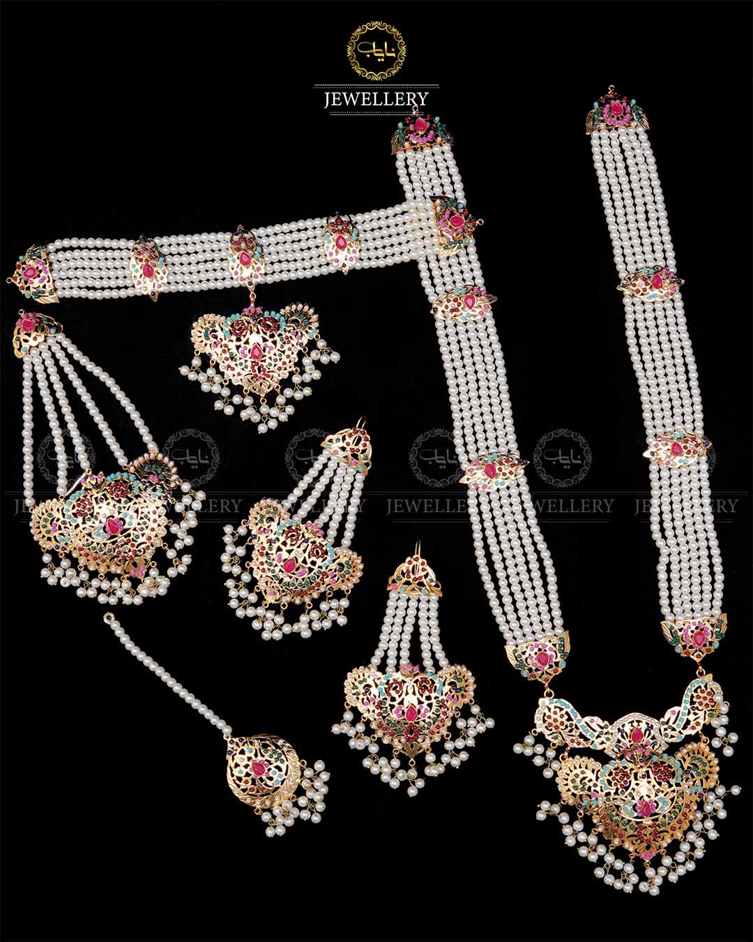 Hyedrabadi 6 pcs Bridal set with jhomer & Tika -1985 - Image 3