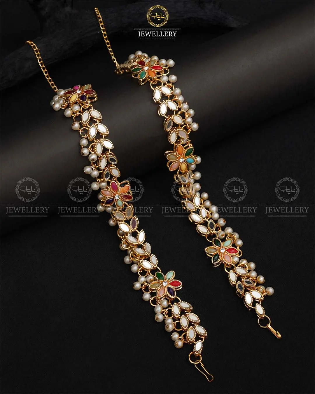 Kundan Anklet pazeb (pair)-2038-Golden - Image 3