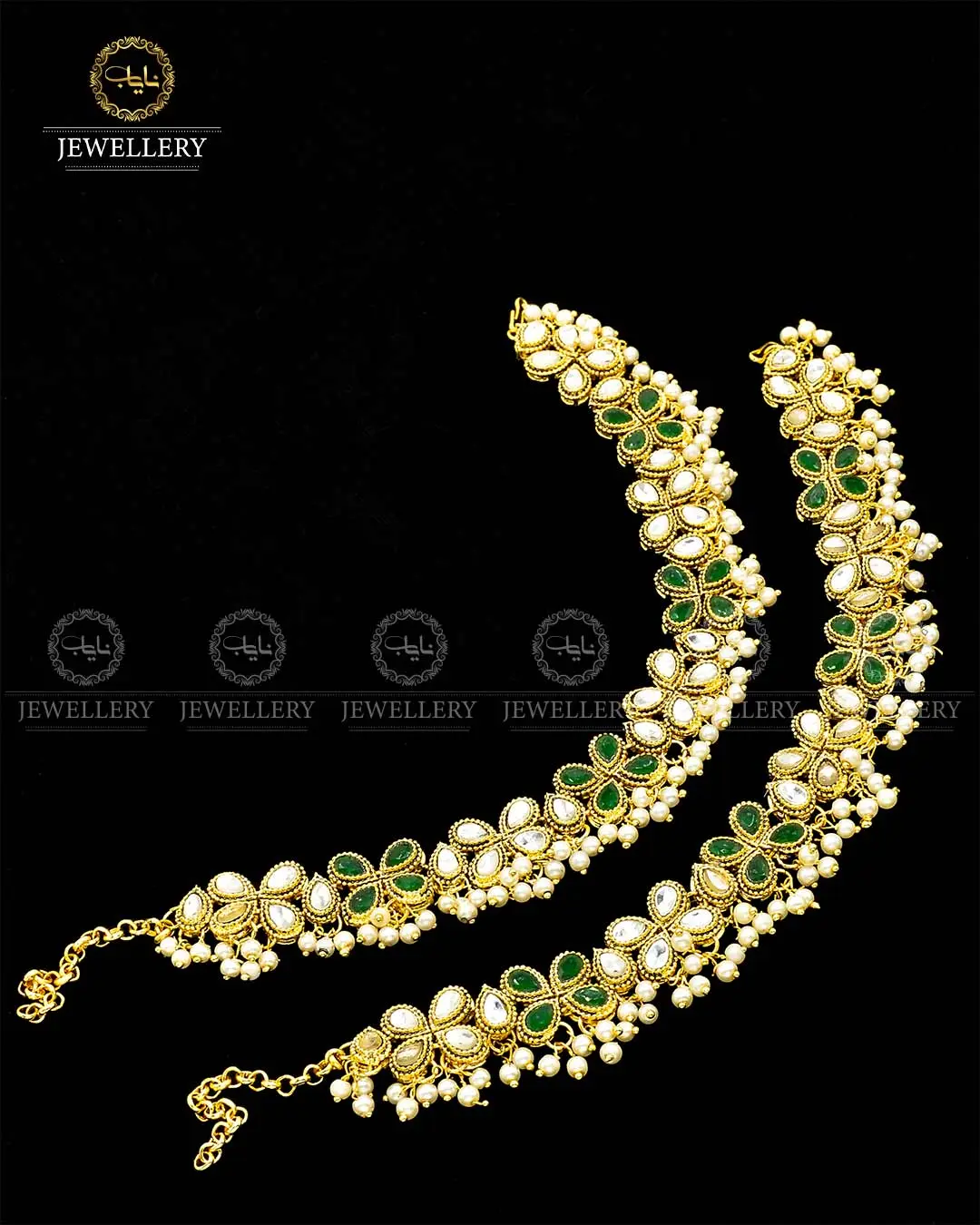 Kundan Anklets (Pazaib) Pair NJ - 1685 - Image 4