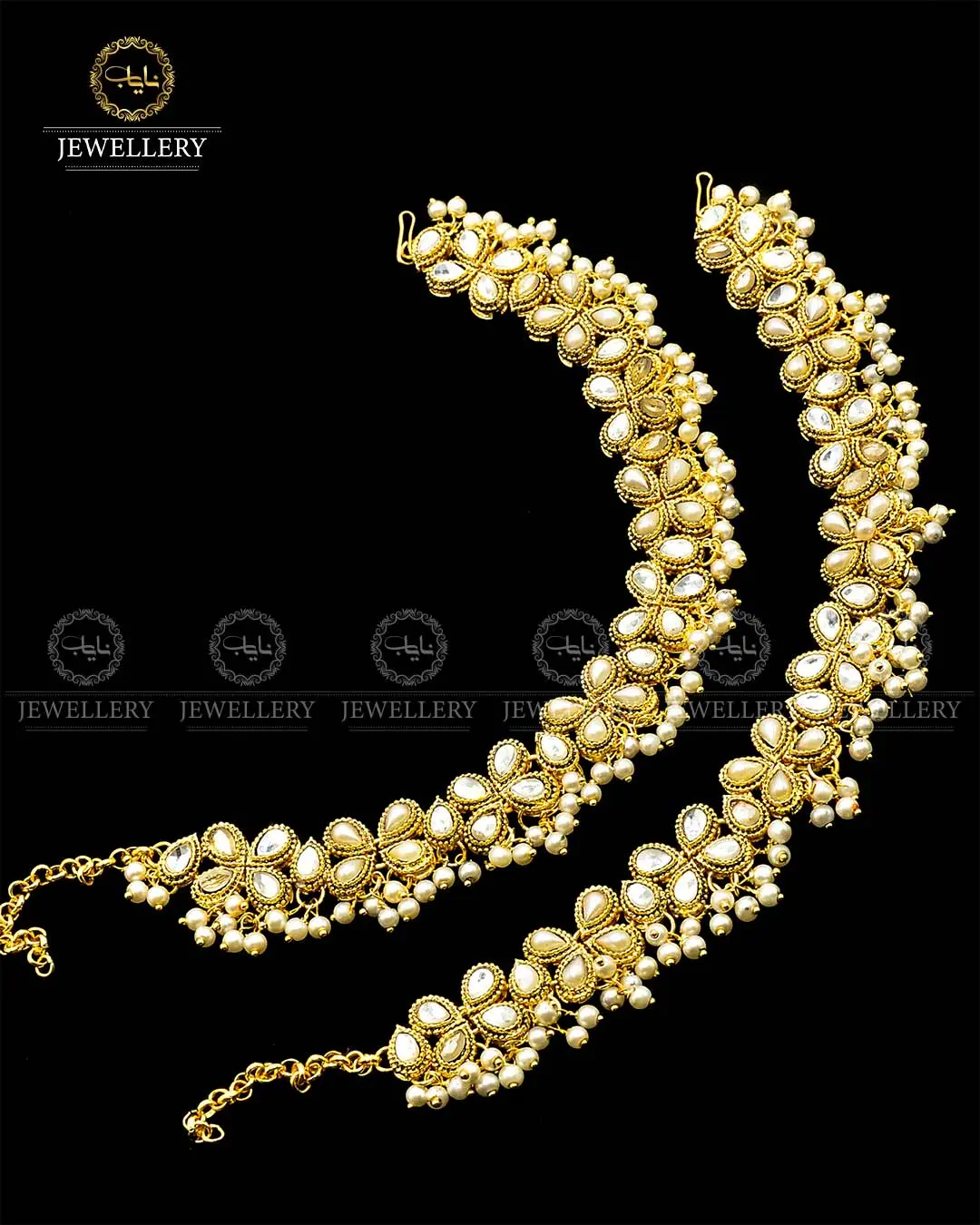 Kundan Anklets (Pazaib) Pair NJ - 1685 - Image 5