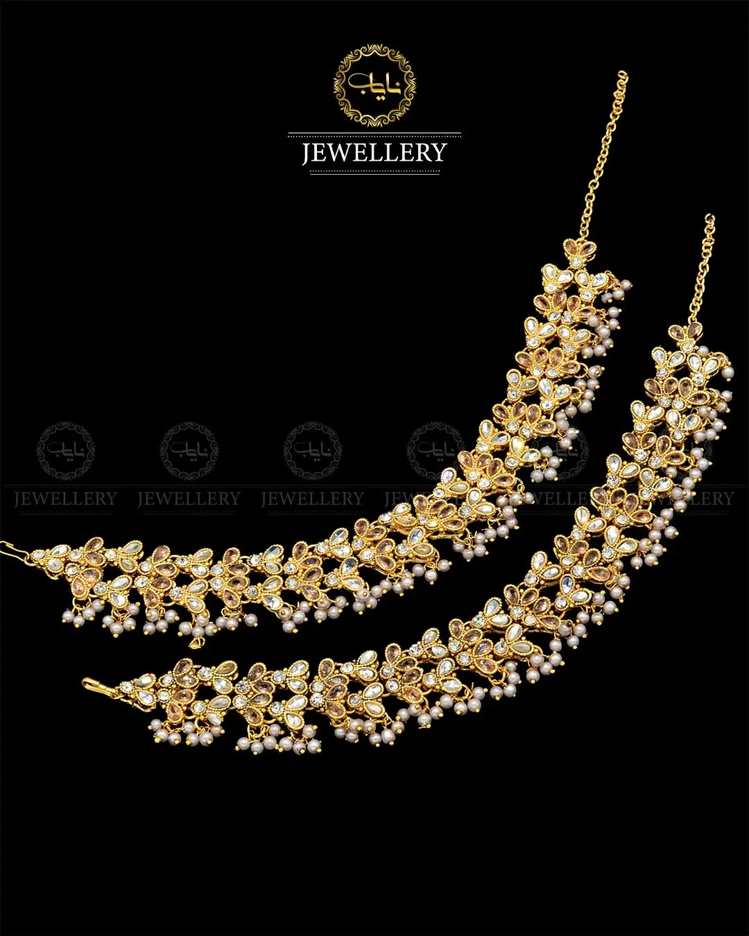 Kundan anklets Pazaib (pair)NJ-1829-G - Image 10