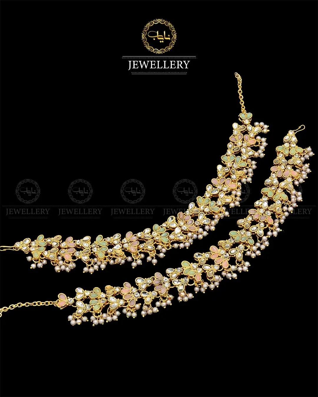 Kundan anklets Pazaib (pair)NJ-1829-G - Image 4