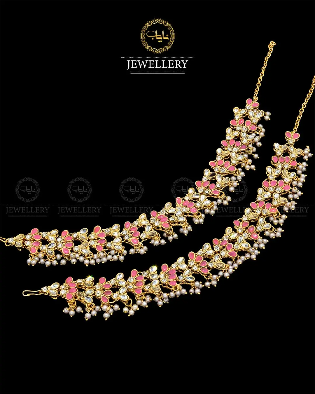 Kundan anklets Pazaib (pair)NJ-1829-G - Image 5