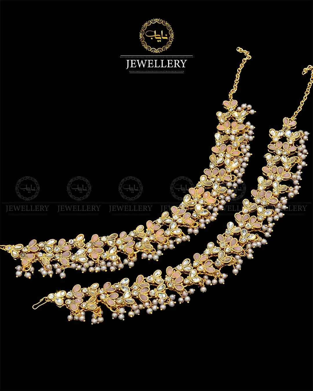 Kundan anklets Pazaib (pair)NJ-1829-G - Image 6