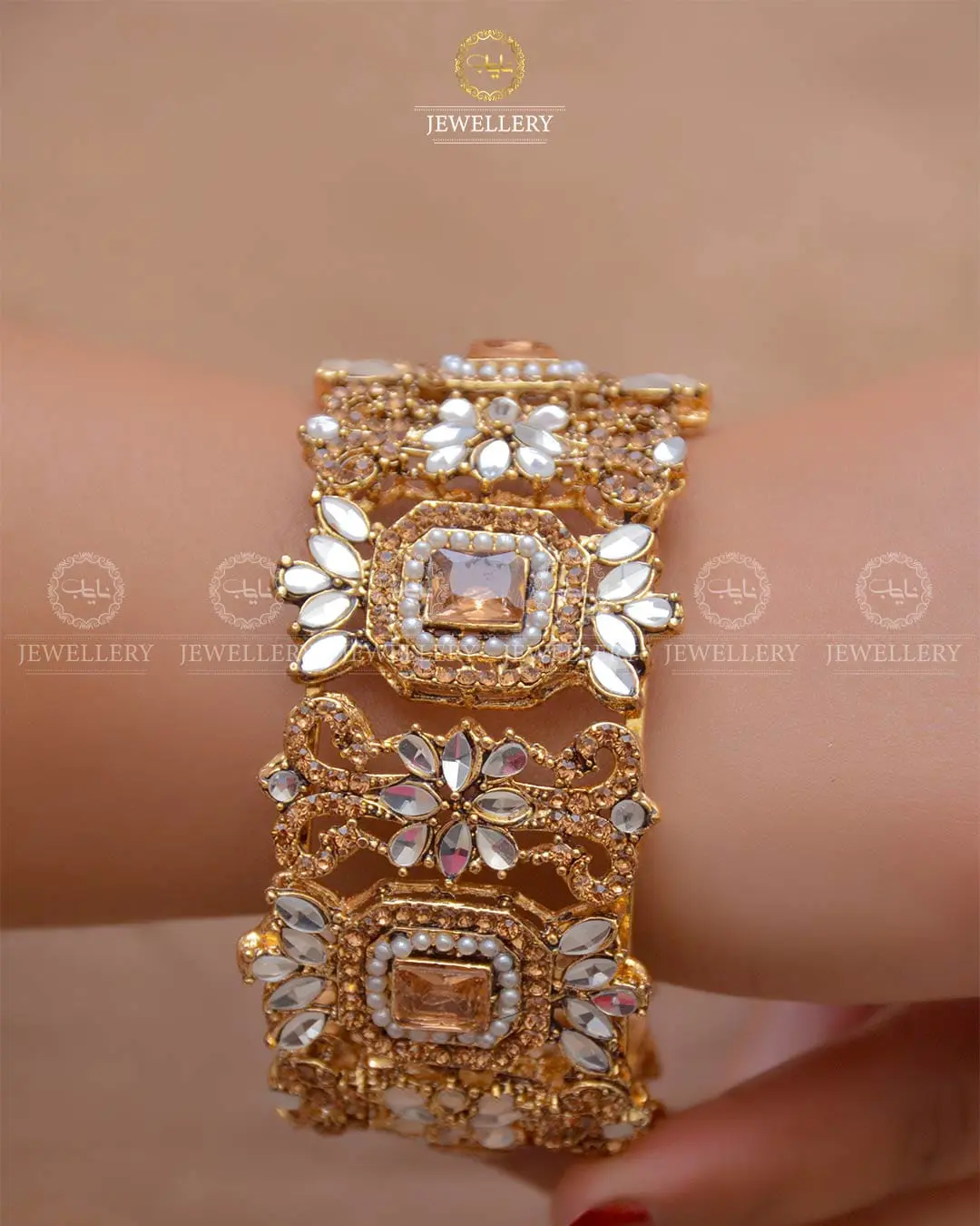 Gold Look Kundan kangan (Each) NJ -1663 - Image 3