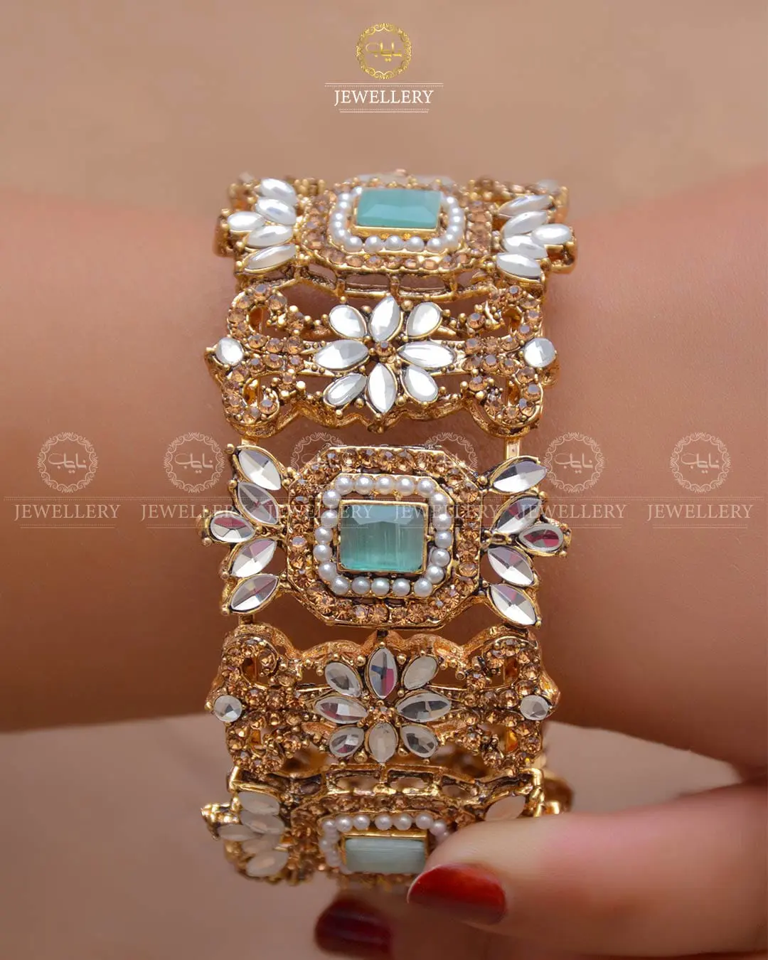 Gold Look Kundan kangan (Each) NJ -1663 - Image 8