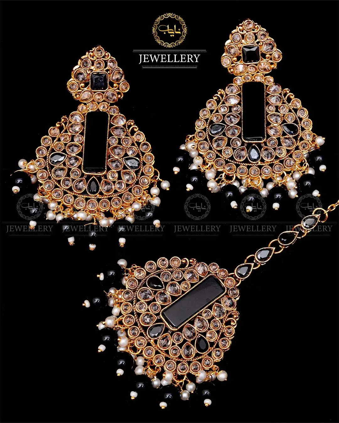 Kundan With Turkish Stones Earrings Tika set -1943-G - Image 6