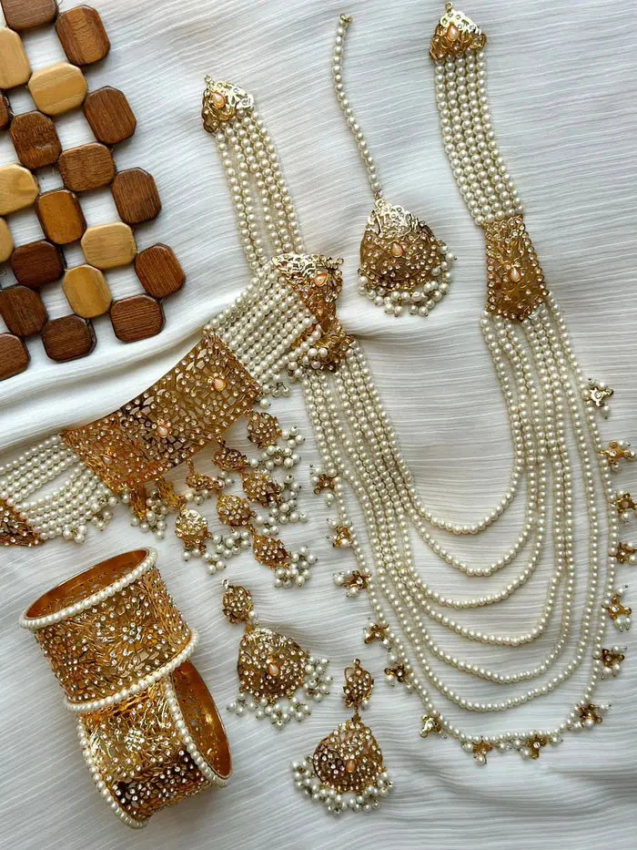 Light Weight Hyedrabadi  Bridal set with Bangles NJ-1660 - Image 3