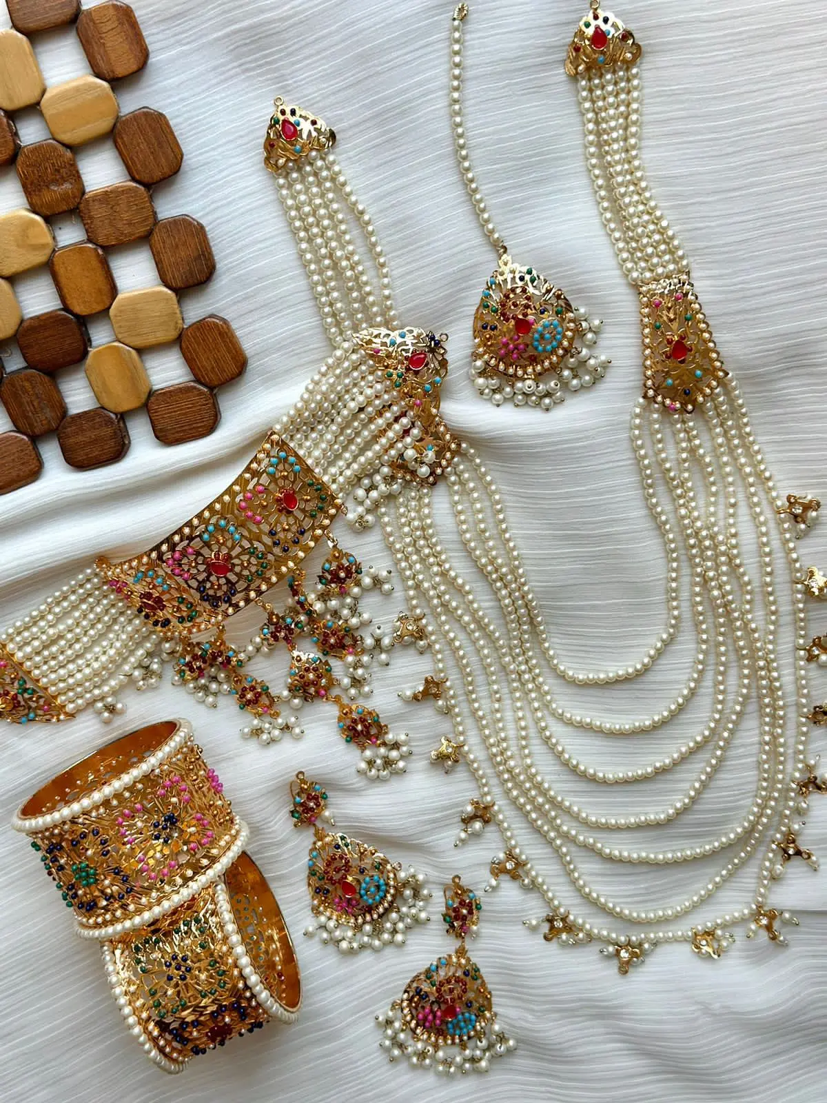 Light Weight Hyedrabadi  Bridal set with Bangles NJ-1660 - Image 4