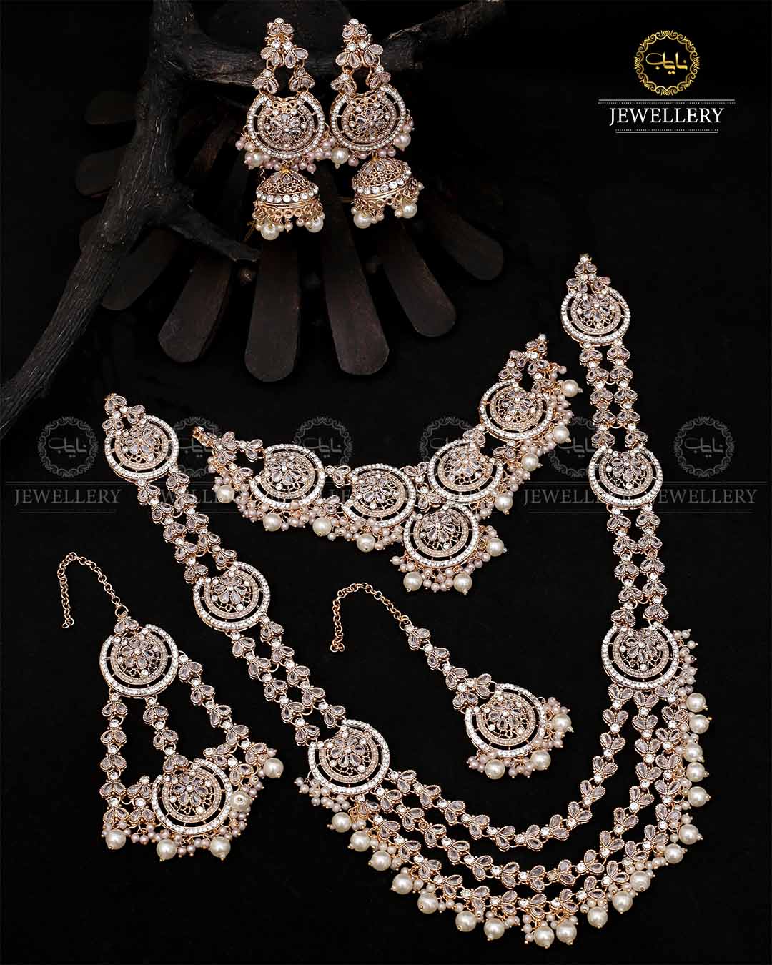Mughlai Queen 6 pcs Bridal set-2088-Golden - Image 4