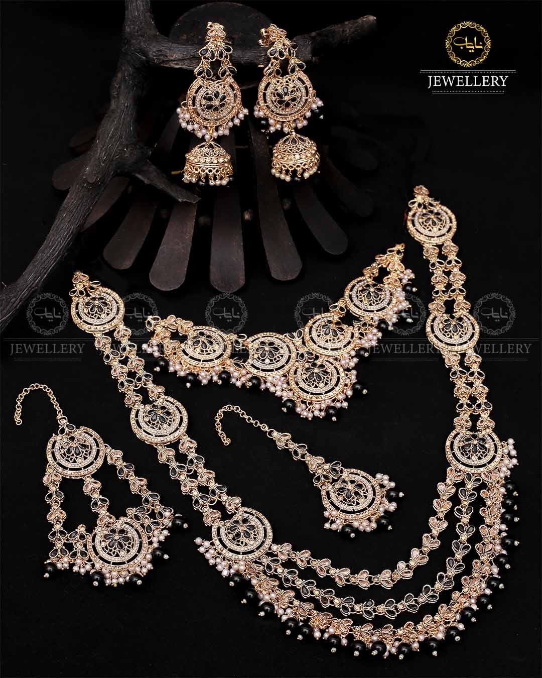 Mughlai Queen 6 pcs Bridal set-2088-Golden - Image 6