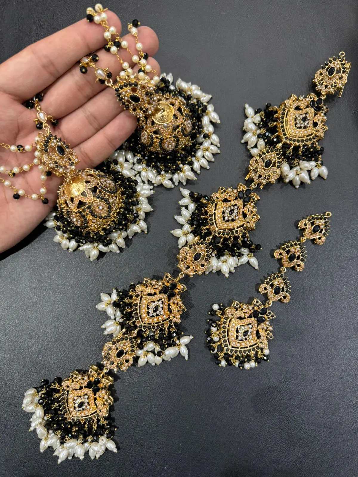 Noratan 3 pcs Combo Sahara Jhumka with Paranda & Tika-2248 - Image 3