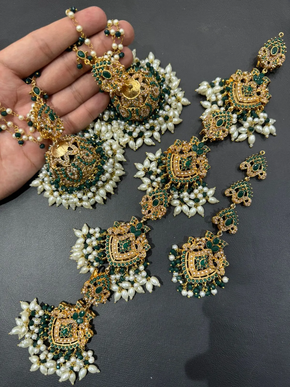 Noratan 3 pcs Combo Sahara Jhumka with Paranda & Tika-2248 - Image 4