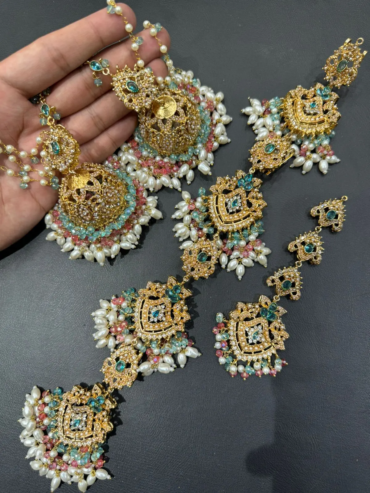 Noratan 3 pcs Combo Sahara Jhumka with Paranda & Tika-2248 - Image 6