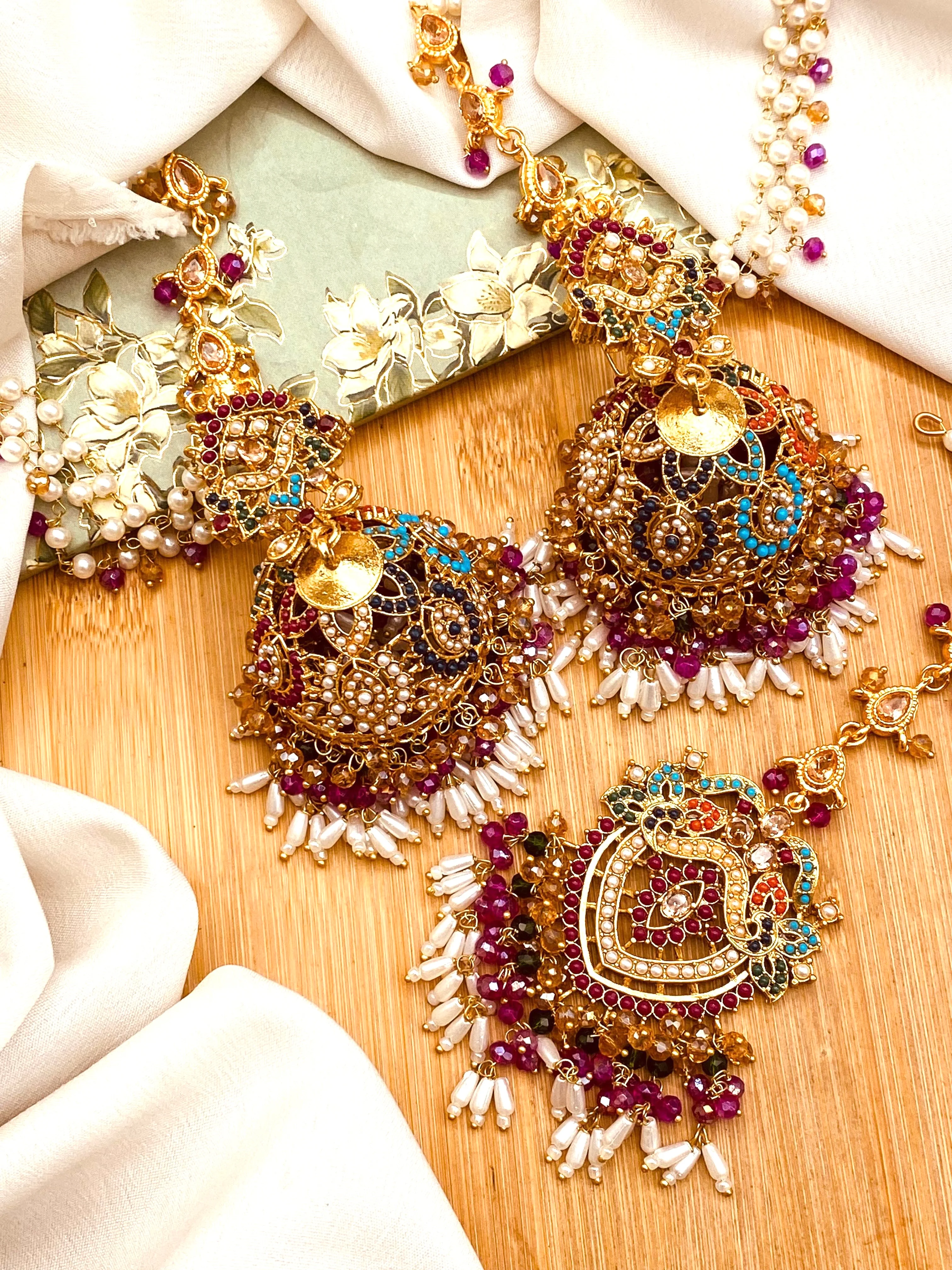 Premium Quality Noratan Sahara Jhumka with Tika NJ-1608 - Image 10