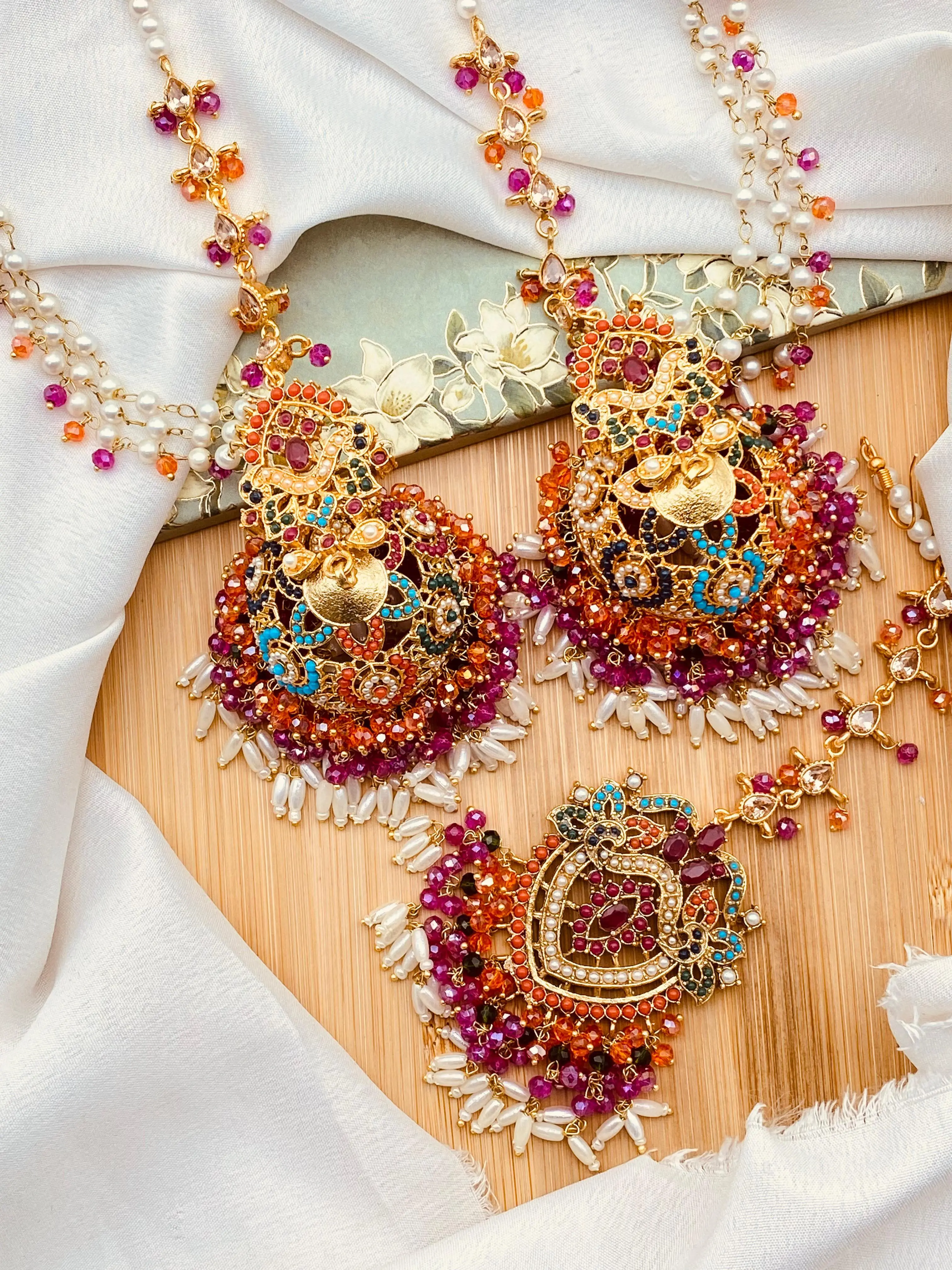 Premium Quality Noratan Sahara Jhumka with Tika NJ-1608 - Image 4