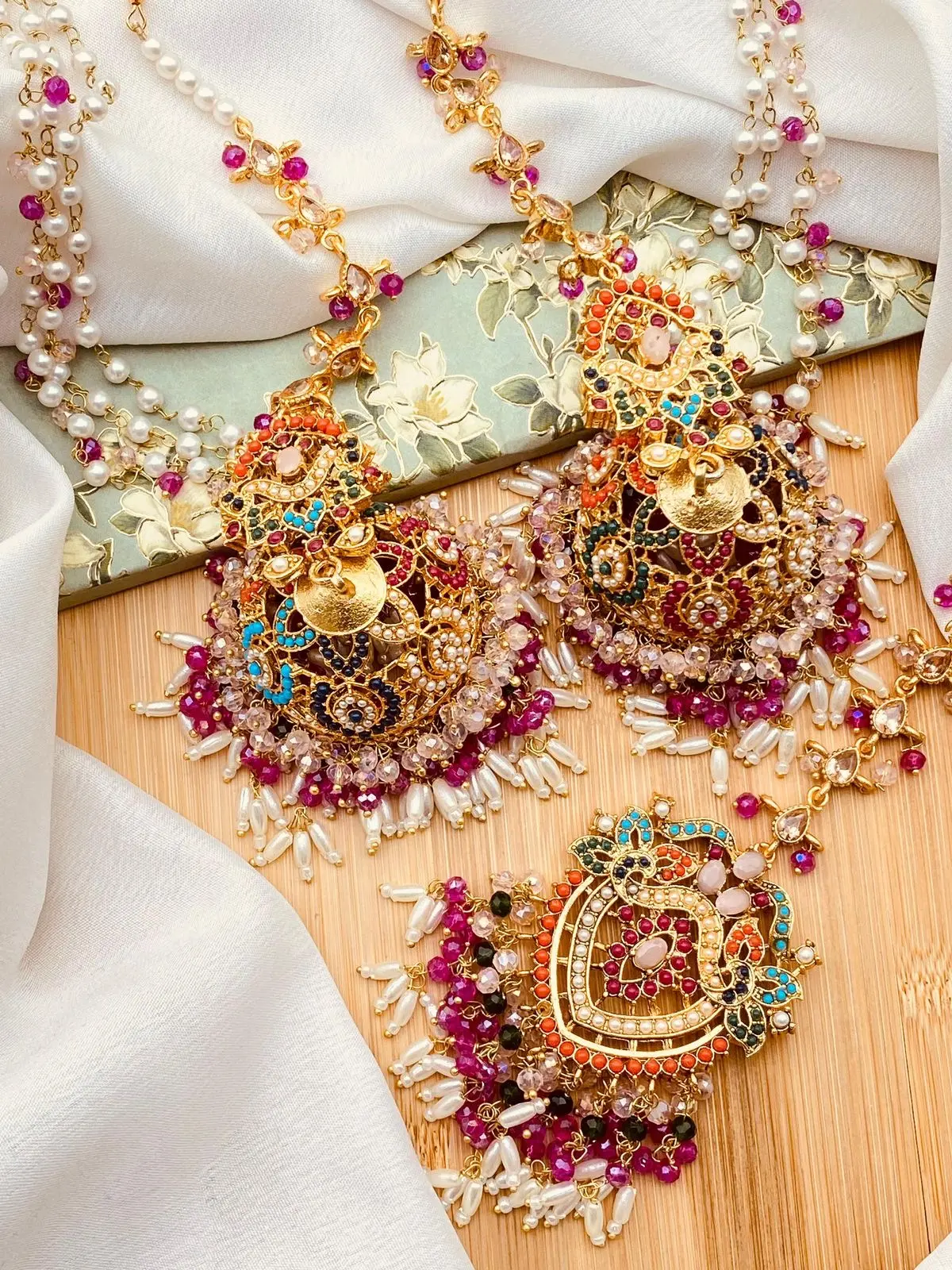 Premium Quality Noratan Sahara Jhumka with Tika NJ-1608 - Image 5