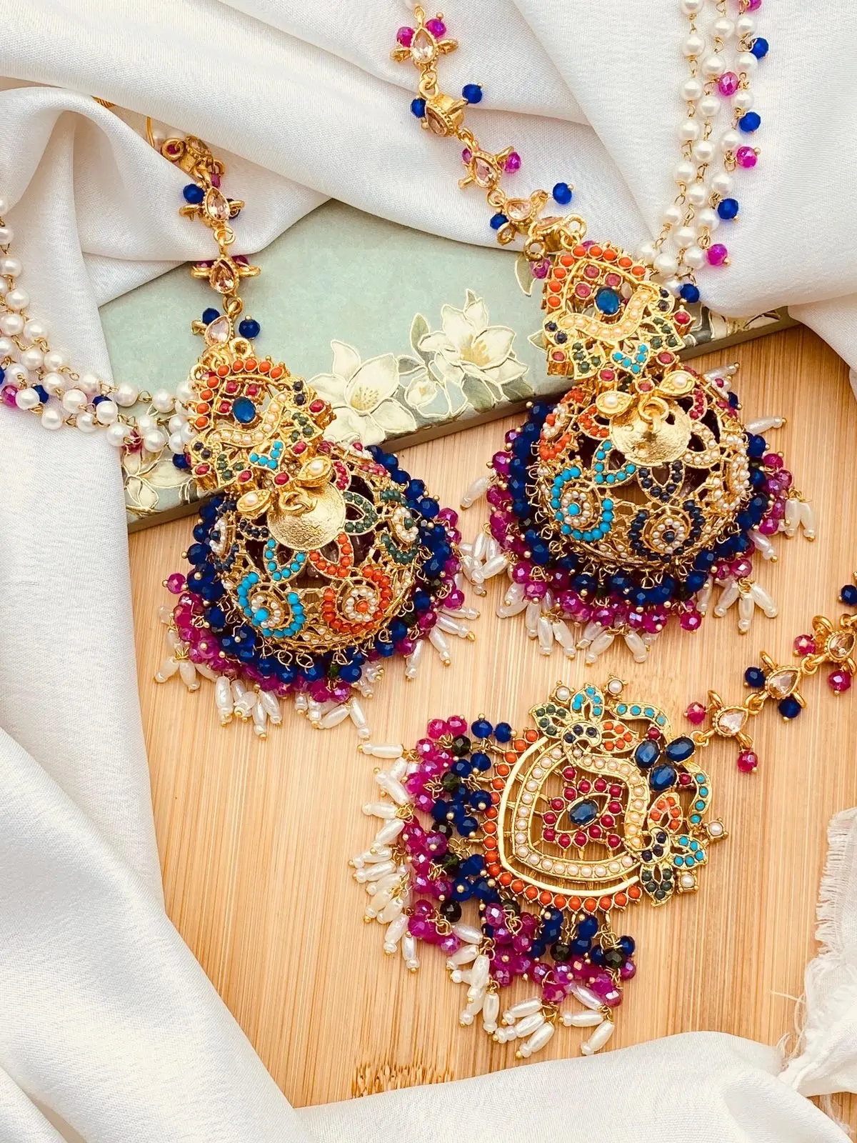 Premium Quality Noratan Sahara Jhumka with Tika NJ-1608 - Image 6