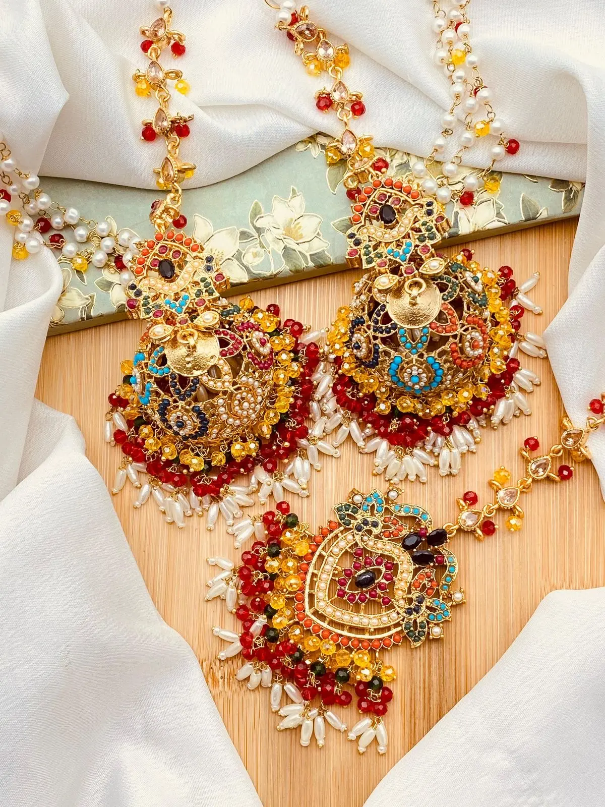Premium Quality Noratan Sahara Jhumka with Tika NJ-1608 - Image 7