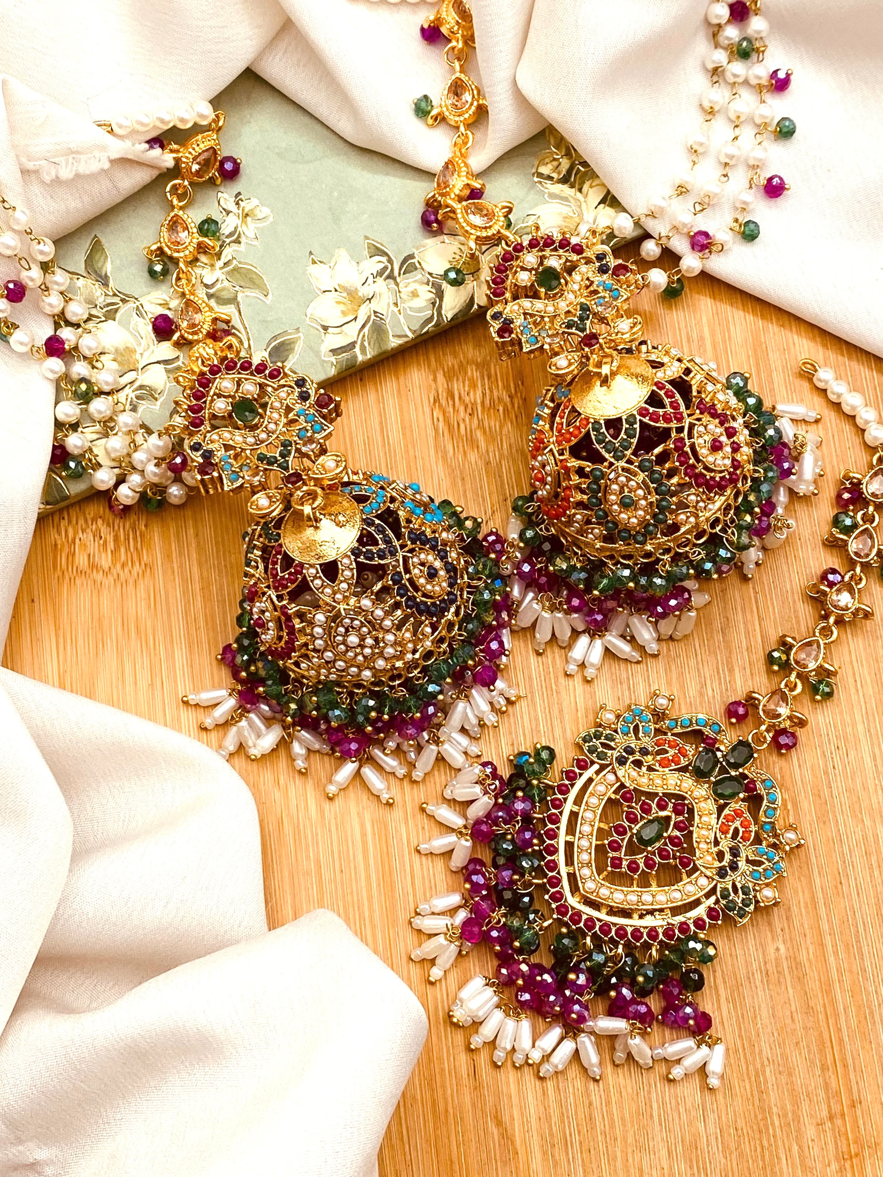 Premium Quality Noratan Sahara Jhumka with Tika NJ-1608 - Image 8