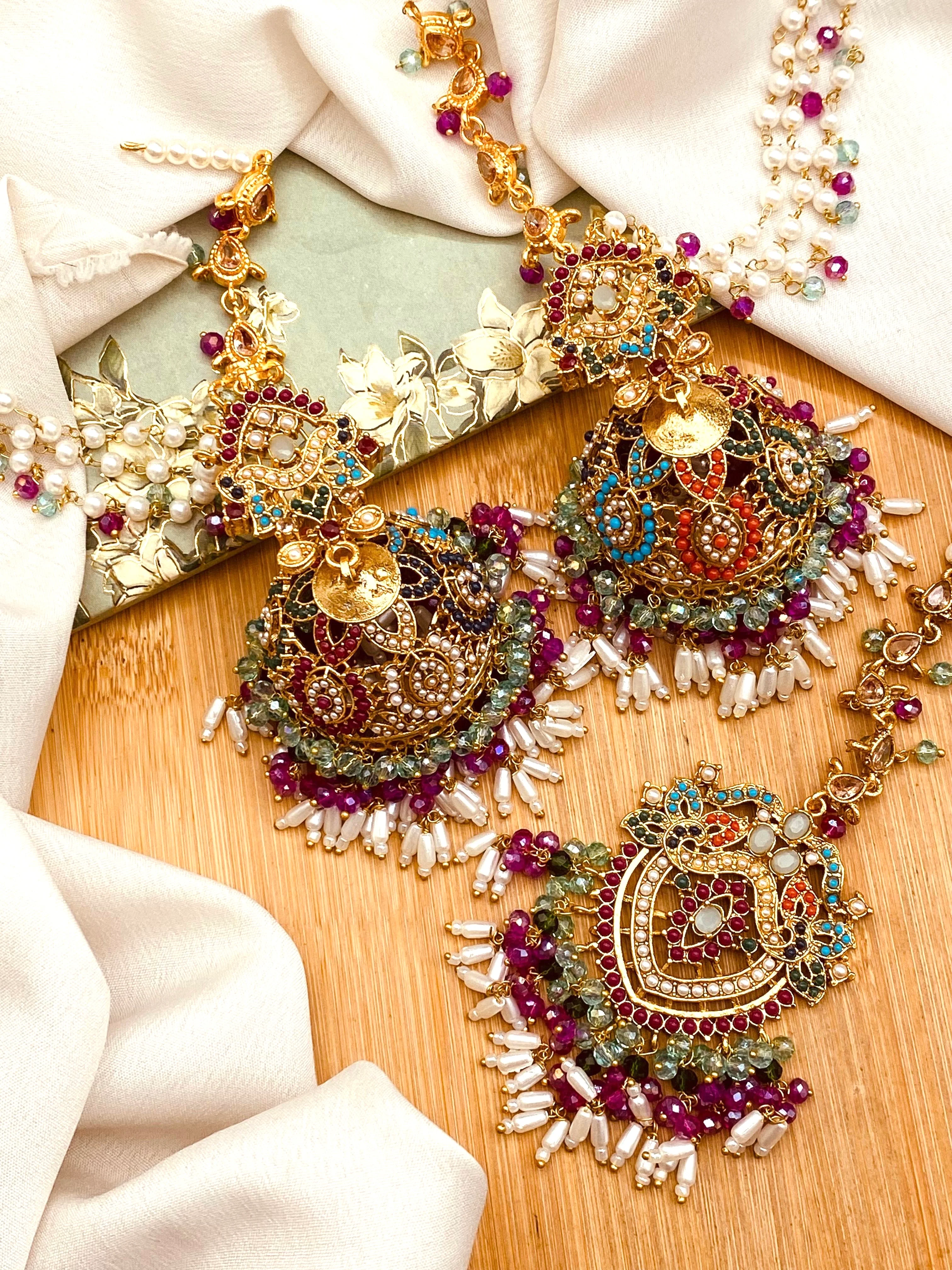 Premium Quality Noratan Sahara Jhumka with Tika NJ-1608 - Image 9