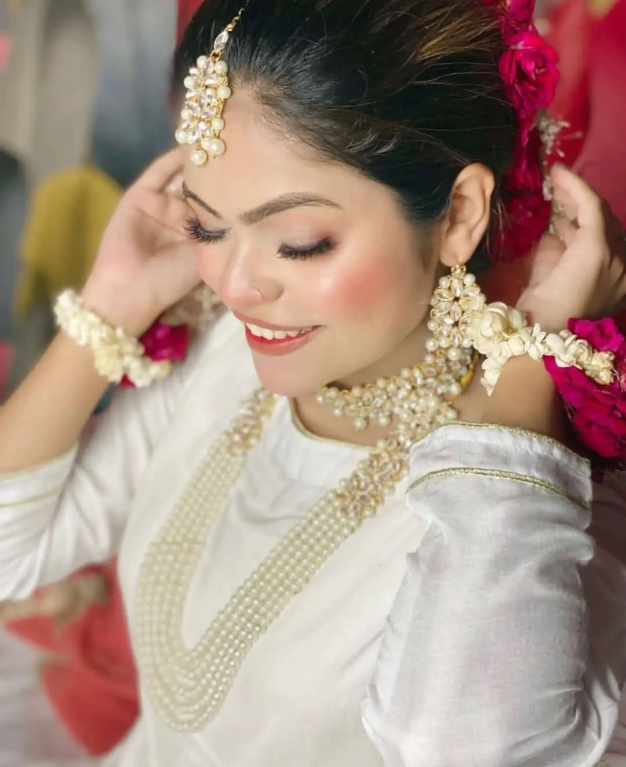 Mughlai Pearl 5 pcs Bridal Necklace set (original) NJ-1005 - Image 4