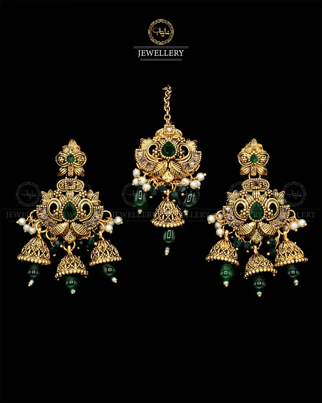 Rajwadi Earrings Tika set NJ-1865-G - Image 3
